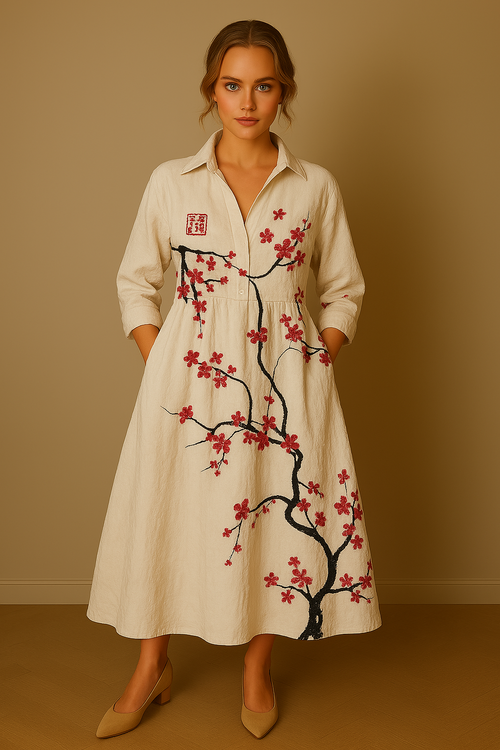 Madeleine｜Elegant Floral Kjole til Kvinder