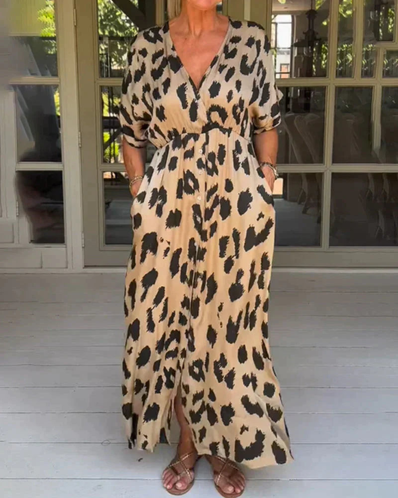 Maxi Kjole med Leopardprint