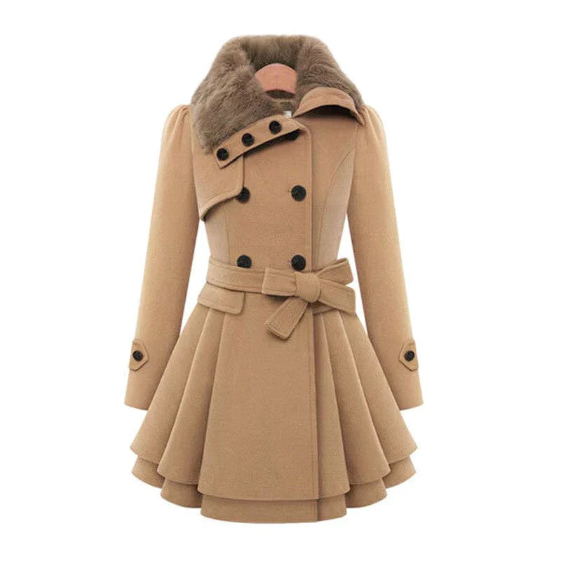 Vesterlund™ | Chic Trenchcoat med Vegansk Pels