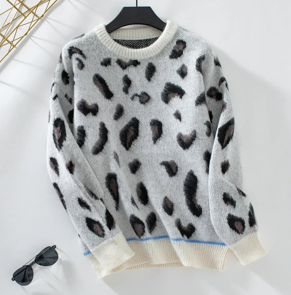 Vesterlund™ | Pullover i jacquard uld med leopardprint